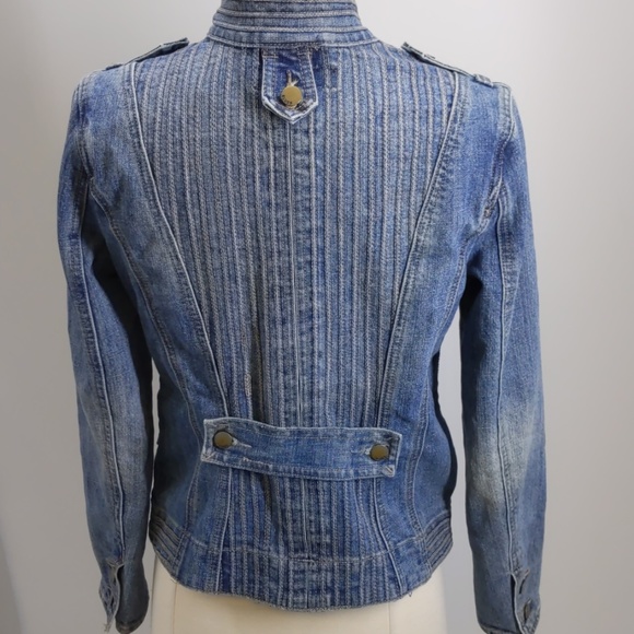 Baccini military style blue denim jacket-sz PM